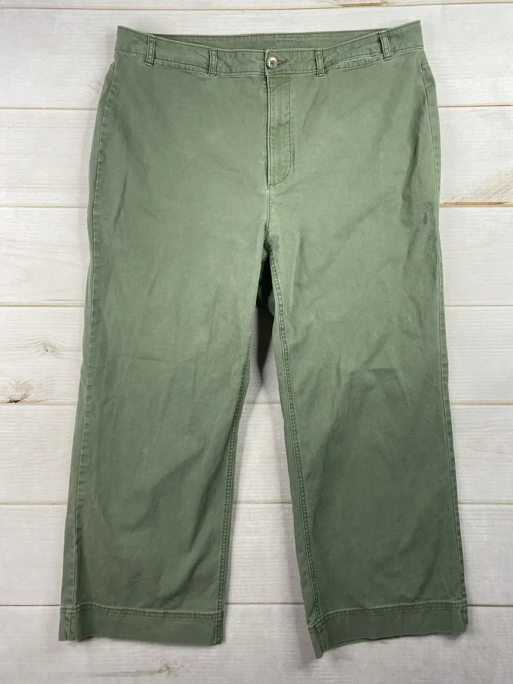 Old Navy Wide Leg Pants Womens 18 Tall Army Green Stretch High Rise Baggy